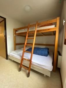 a bunk bed room with two bunk beds and a ladder at T2 Saint Lary Soulan village in Saint-Lary-Soulan