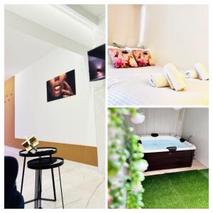 Postel nebo postele na pokoji v ubytování Jacuzzi Experience by perfect-living Ιωάννινα