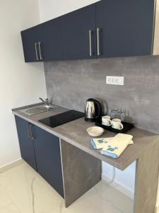 a kitchen with a sink and a counter top at Vip apartmani in Tivat