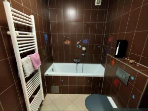 a bathroom with a tub and a toilet in it at Sweet Lori Apartment in Ljubljana +23 photos