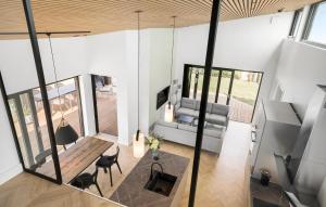 an aerial view of the living room of a house at Lovely Home In Kerteminde With Wifi in Kerteminde +10 photos
