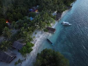 une île avec un bateau dans l'eau dans l'établissement West Mansuar Homestay, à Pulau Mansuar 6 autres photos