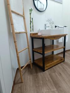 a bathroom with a ladder next to a sink at Casa Laura y Pancho in Fasnia