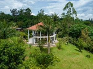 金贾Nile Retreat - Luxury Villa in Jinja的一片田野上棕榈树的白色房子