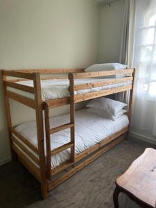 フォンヴィエイユにあるベストウェスタン ル ヴァル マジュールの二段ベッド2組が備わる客室です。