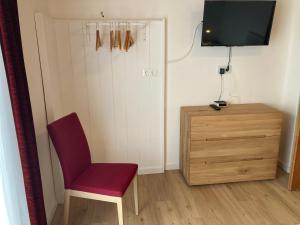 Televízia a/alebo spoločenská miestnosť v ubytovaní Ferienwohnung Trattnig