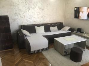 a living room with a couch and a table at Apartman Bazar in Smederevo