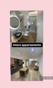 due immagini di un bagno e di un appartamento interno di Maison Aida a Porto SantʼElpidio