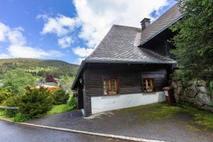 a small wooden house in the middle of a road at Kammbühlhof in Menzenschwand