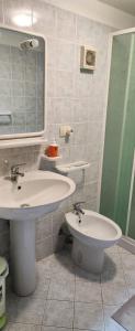a bathroom with a sink and a toilet at Milicia Apartment in Mandra Capreria
