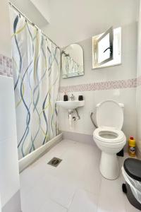 a bathroom with a toilet and a sink at Koutrakis Rooms in Finikounta