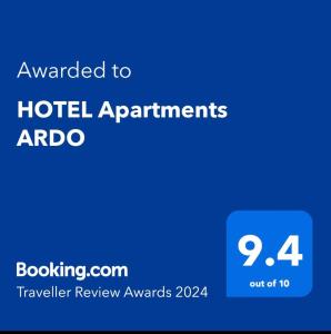 Sertifikat, penghargaan, tanda, atau dokumen yang dipajang di HOTEL Apartments ARDO