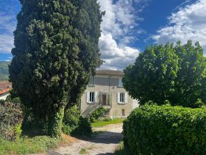 two large trees in front of a building at Le Clos des Laurons in Nyons
