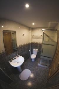 La salle de bains est pourvue d'un lavabo et de toilettes. dans l'établissement Rincón de bachatos, à Piedrafita de Jaca