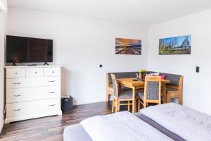 TV a/nebo společenská místnost v ubytování Höri Nest - Seeblick Appartement