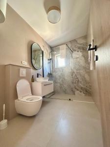 a bathroom with a toilet and a sink at Apartmani Andrea in Promajna