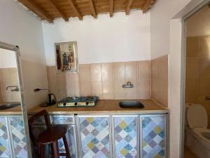 a kitchen with a sink and a toilet at Dahab Days Hostel in Dahab