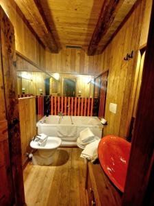 Vonios kambarys apgyvendinimo įstaigoje Chalet Euthalia Restaurant & Suites