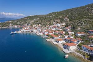 an aerial view of a small town on the water at Seagull House 3 in Ayía Kiriakí