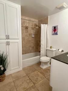 Un baño con inodoro, bañera y lavabo. en Luxury House near China and Ocean Beach, en San Francisco
