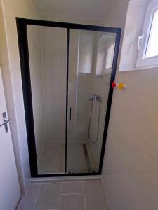 a shower with a glass door in a bathroom at Holiday house with a parking space Tuheljske Toplice, Zagorje - 23188 in Tuhelj