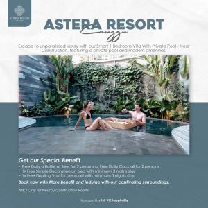 a website for a spa resort with a man and woman in a tub at Astera Resort Canggu by Ini Vie Hospitality in Canggu