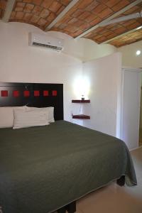 サユリタにあるCasa Baluana vive Sayulita a un paso de todoのベッドルーム1室(緑色のベッド1台付)