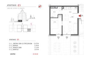 Plan piętra w obiekcie Divčigora apartmani