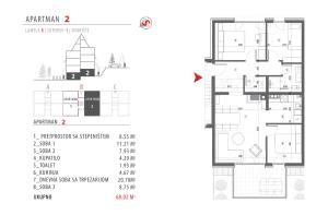 Plan piętra w obiekcie Divčigora apartmani