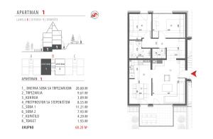 Plan piętra w obiekcie Divčigora apartmani