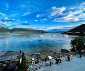 a view of a body of water with boats in it at Rodia 1 in Pteleos