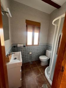 a bathroom with a sink and a toilet at Casita rural La cometa in Ruidera