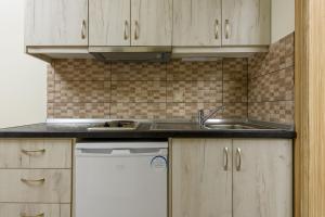 a kitchen with a sink and a dishwasher at Villa Roula in Koinyra