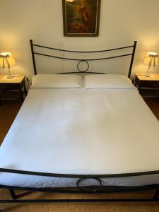 a large white bed in a bedroom with two lamps at Bed & Breakfast Casa Marinella in Lenna