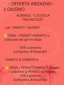 a bunch of different fonts on a red background at La Lucciola Albergo Ristorante in Tagliacozzo