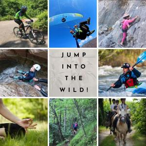 a collage of photos of people hiking and biking at Residence Gonda&Giuliano in Borso del Grappa