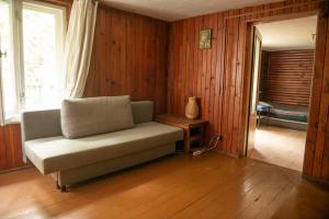 a living room with a couch and a window at Przytulny domek na wsi in Natać Wielka +18 photos