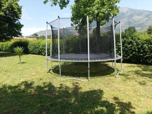 un trampolino in un cortile con un albero di Casa mario a Piedimonte San Germano