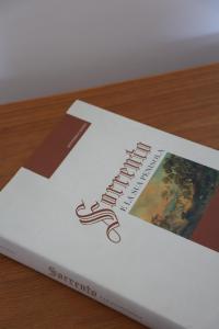een boek bovenop een tafel bij Villa Puolo - With Private Sea Access in Sorrento