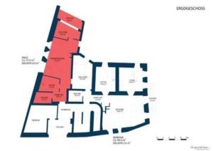 een plattegrond van de voorgestelde verbouwing van een gebouw bij Chesa Michel Palü in Bever
