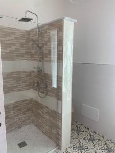 卡斯泰諾福奇倫托的住宿－Ostello 9，浴室里设有玻璃门淋浴