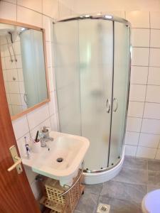 a bathroom with a shower and a sink at Sea View Apartments Nini in Vlašići +60 photos