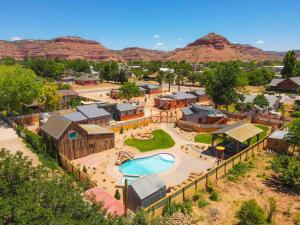 an aerial view of a resort with a swimming pool at Timber & Tin G 2Bed 2Bath w Pool & Rooftop Deck in Kanab