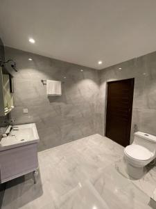 a bathroom with a toilet and a sink at Hamdan Hotel and Resort in Murree