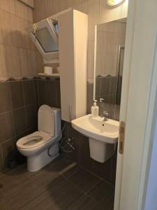 a bathroom with a toilet and a sink at Lake View Apartment in Famagusta in Mağusa +4 photos