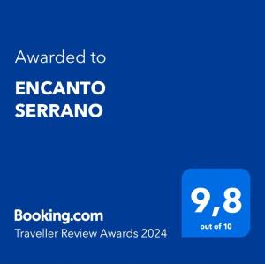 卡洛斯帕斯的住宿－ENCANTO SERRANO，蓝电话屏幕,上面的文本被授予enanta sanremo