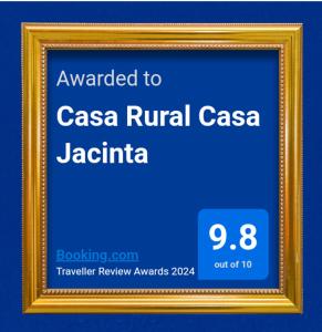 Certifikát, hodnocení, plakát nebo jiný dokument vystavený v ubytování Casa Rural Casa Jacinta
