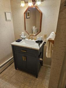 uma casa de banho com um lavatório e um espelho em Chester Inn em Chester