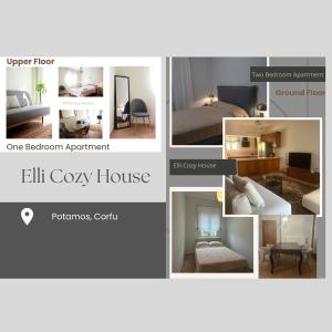 uma colagem de fotografias de um quarto de hotel em Elli Cozy House em Corfu Town