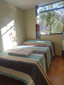 1 Schlafzimmer mit 2 Betten und einem Fenster in der Unterkunft Hotel El Gran Valletero in Cotahuasi